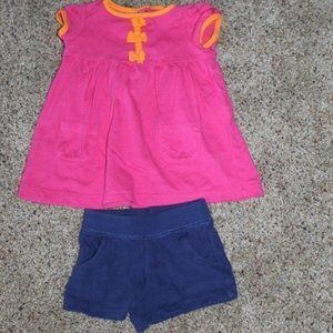 9M Pink/Orange Top with Navy Shorts
